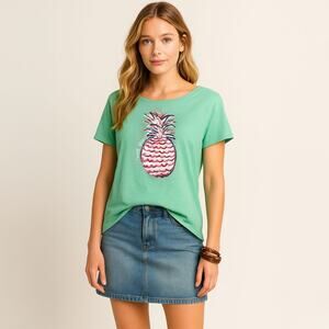 NWT Kim Rogers T shirt with pink pineapple